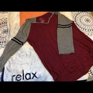 Red striped sporty everyday long-sleeve shirt